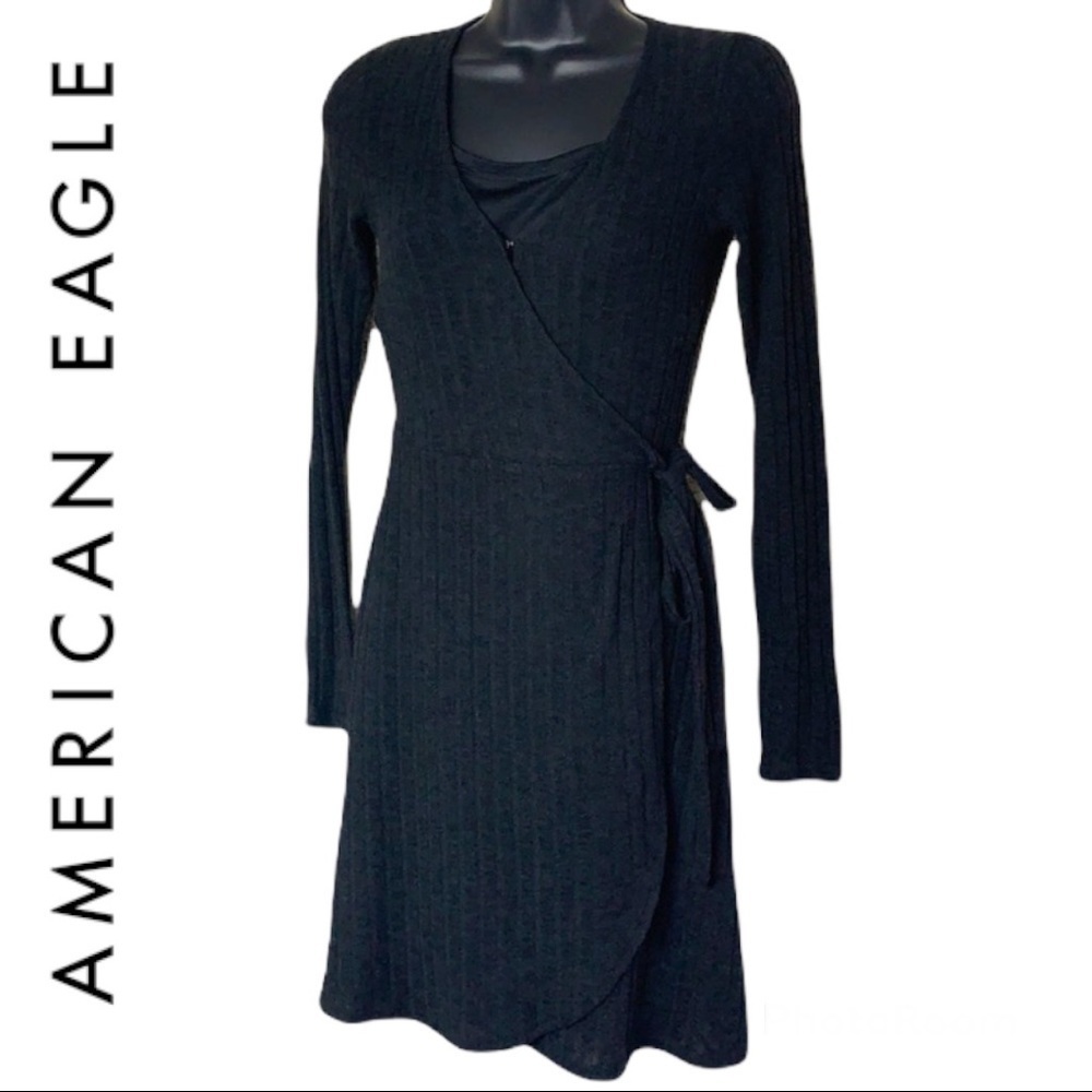 AmericanEagle black wrap up cardigan/duster size XS